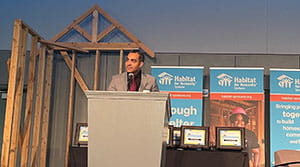 Banner employee speaking at Habitat for Humanity event