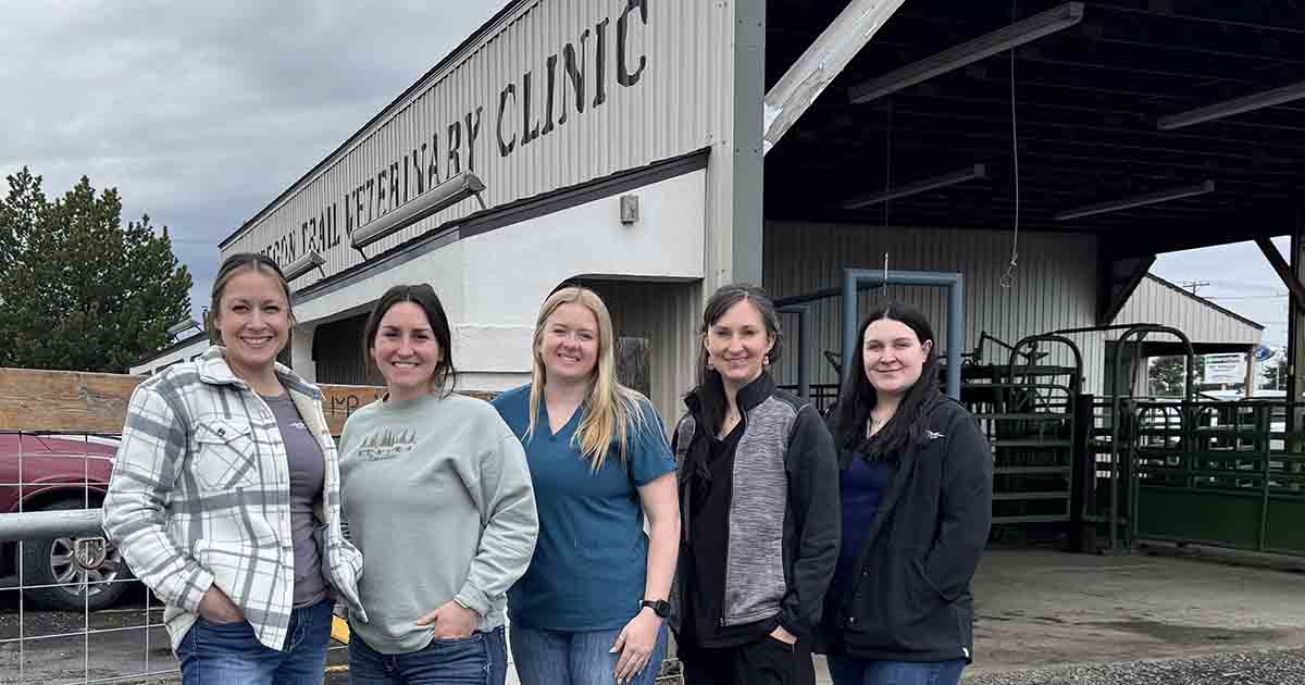 Oregon Trail Vet Clinic team outside the clinic