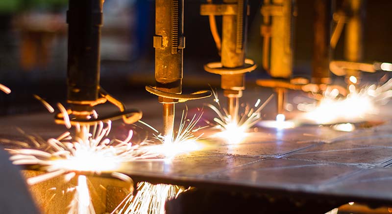 Sparks flying with metal machinery