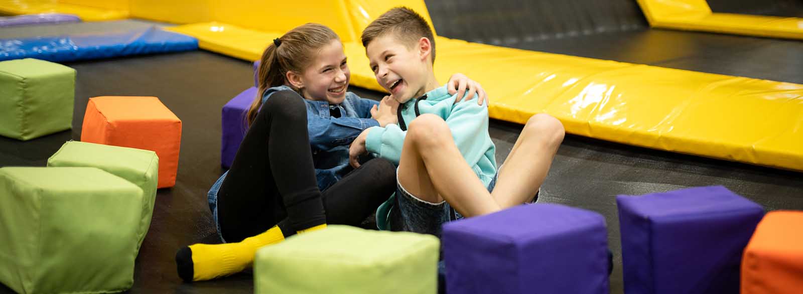 Two kids at a family play center