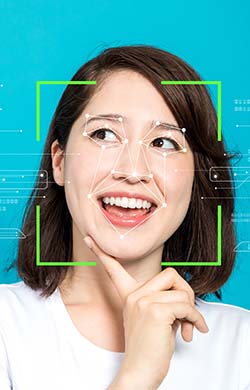 Face of person using facial recognition