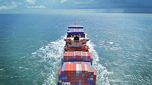 Shipping container on the water