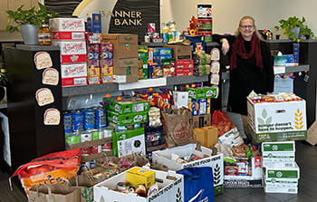 Food drive donations at Banner branch