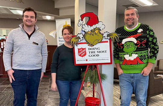 Bankers collecting donations for Salvation Army